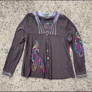 Ivko linen embroidered cardigan. Size 10/12